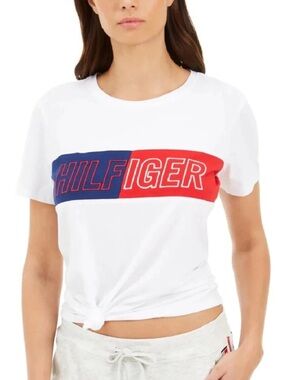 Tommy Hilfiger Sport White Embroidered Logo Short Sleeve T-Shirt (L) NWT